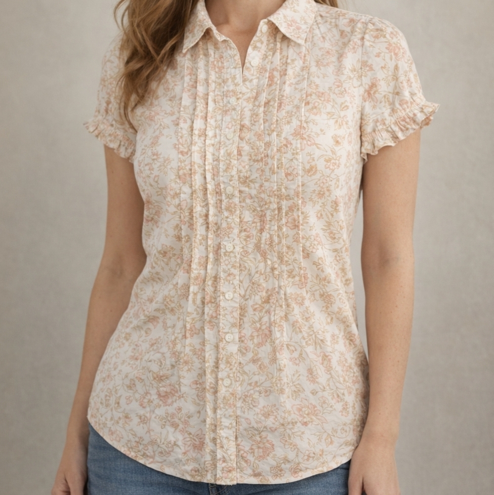 Gap Blouse Coquette Womens Button Up Size Small Floral Cotton